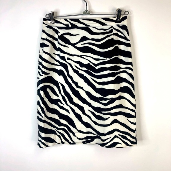 Spiegel zebra print black white cotton stretch straight skirt size 4 - Picture 1 of 8